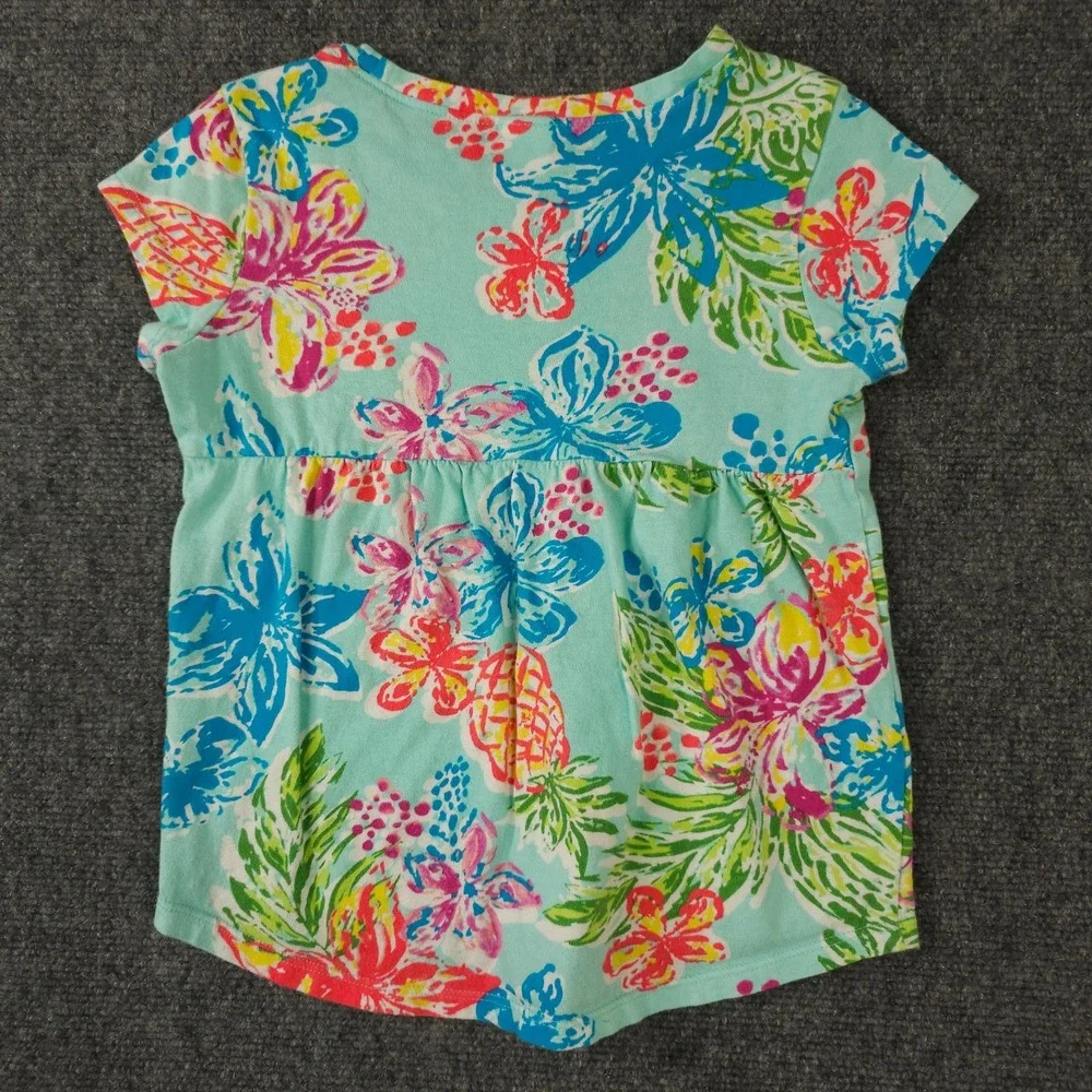 Gymboree‎ Mix N Match Shirt Girls Small 5-6 Blue Green Floral Tropical Crew Neck